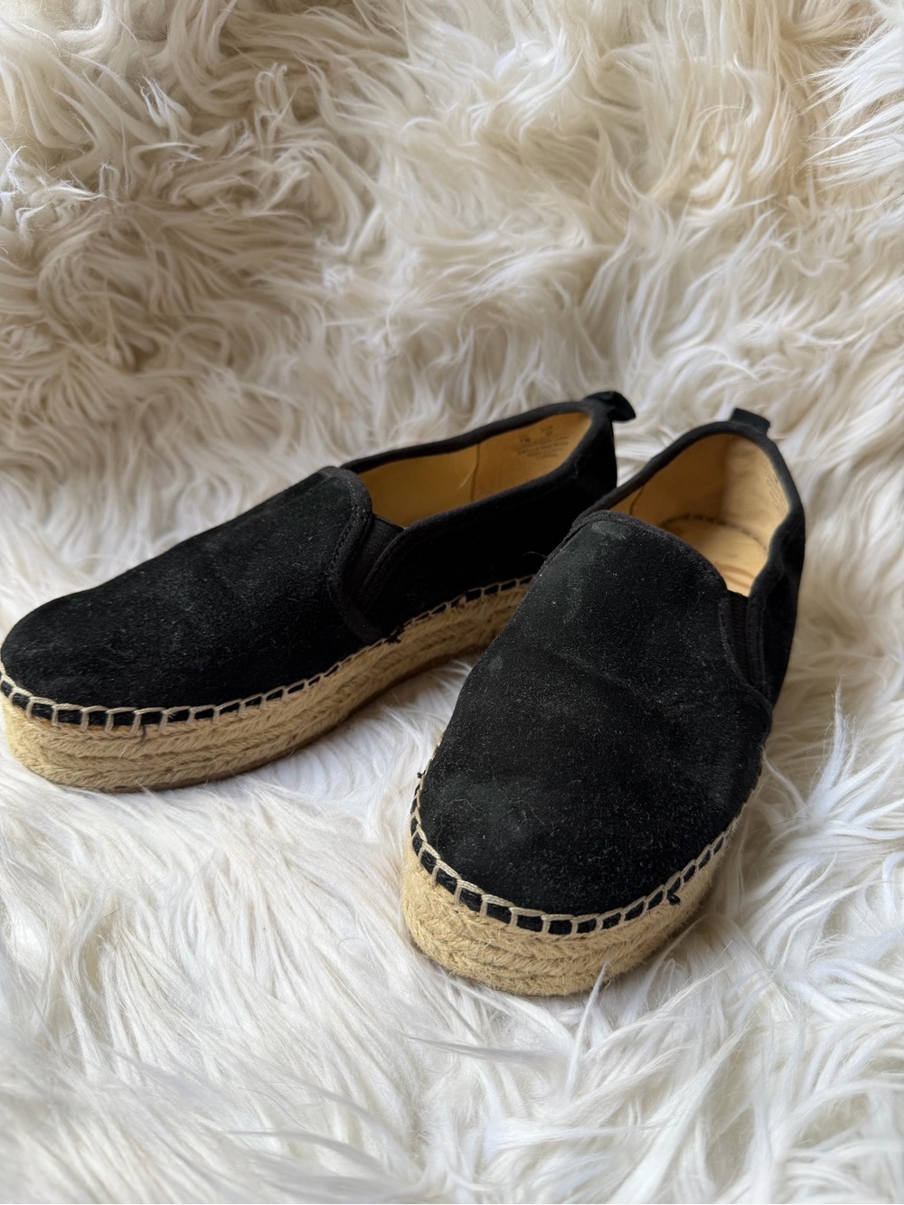 Sam Edelman Black Suede Platform Espadrille Slip-Ons